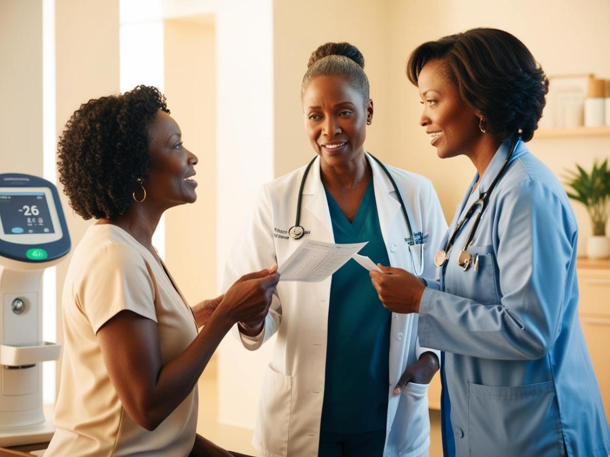 Smiling patient and doctor reviewing wellness results inside a Denver weight loss clinic.